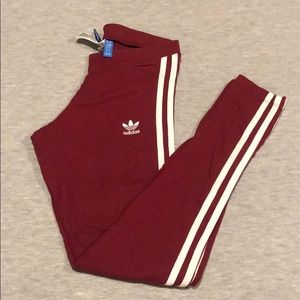 Classic Maroon Adidas Leggings